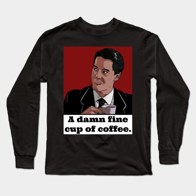 Twin Peaks - Agent Dale Cooper - Coffee Long Sleeve T-Shirt by Black Snow Comics